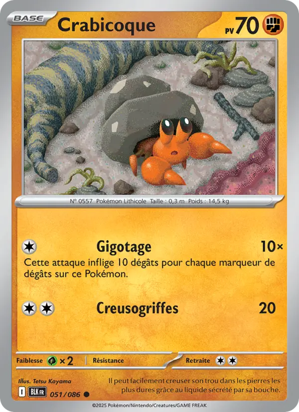 Scan HD carte Pokémon Crabicoque 051/86 — Foudre Noire