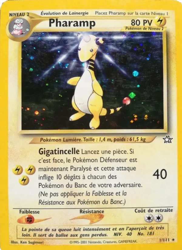 Scan HD carte Pokémon Pharamp 1/111 — Neo Genesis