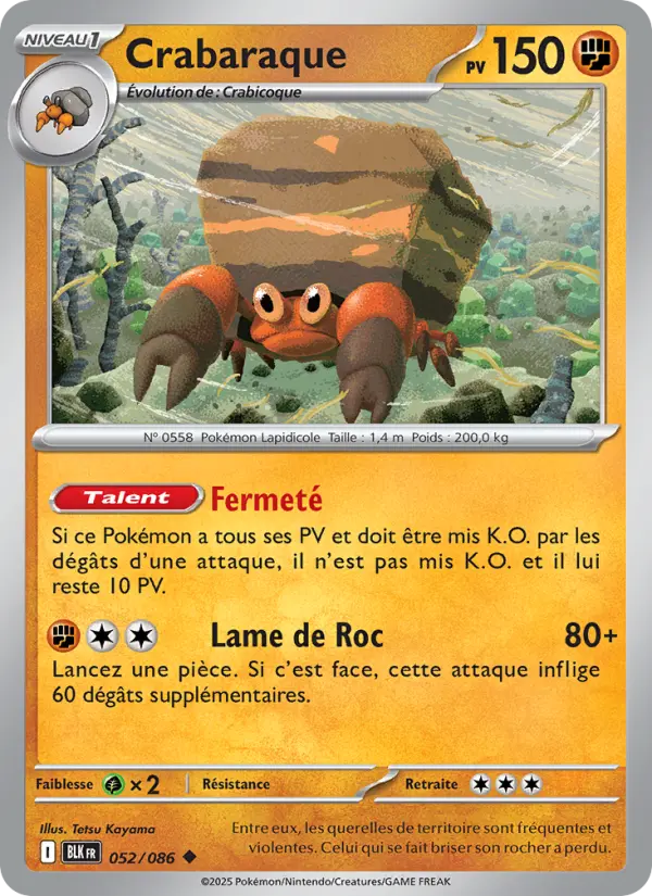 Scan HD carte Pokémon Crabaraque 052/86 — Foudre Noire