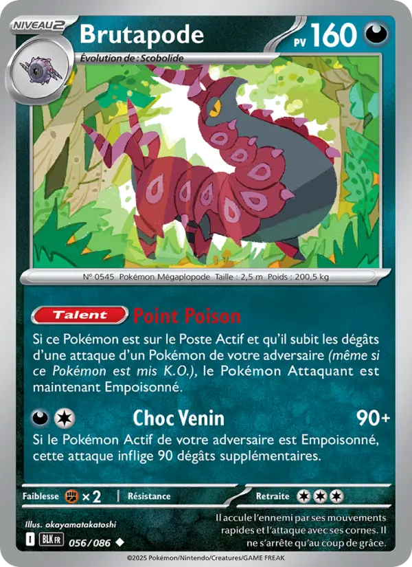 Scan HD carte Pokémon Brutapode 056/86 — Foudre Noire