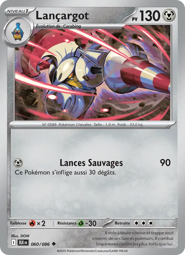 Scan HD carte Pokémon Lançargot 060/86 — Foudre Noire