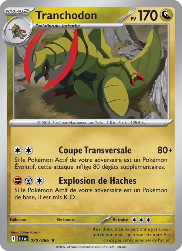 Scan HD carte Pokémon Tranchodon 070/86 — Foudre Noire