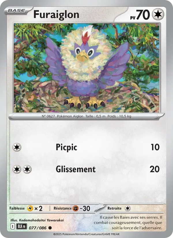 Scan HD carte Pokémon Furaiglon 077/86 — Foudre Noire