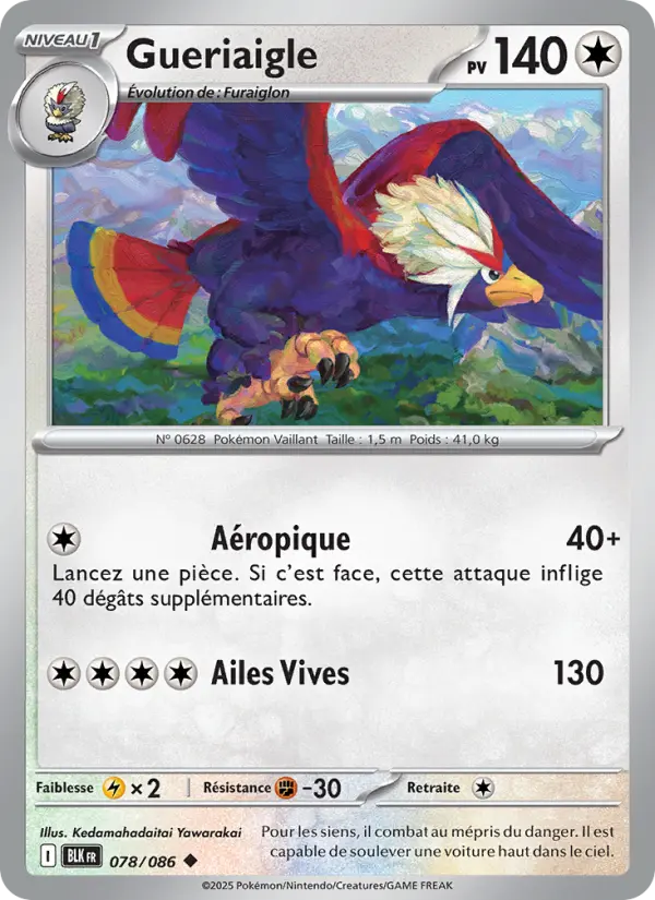 Scan HD carte Pokémon Gueriaigle 078/86 — Foudre Noire