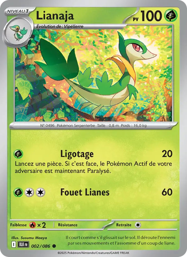 Scan HD carte Pokémon Lianaja 002/86 — Foudre Noire