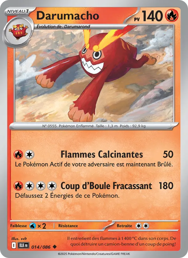 Scan HD carte Pokémon Darumacho 014/86 — Foudre Noire