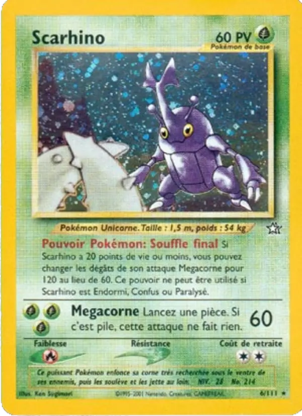 Scan HD carte Pokémon Scarhino 6/111 — Neo Genesis
