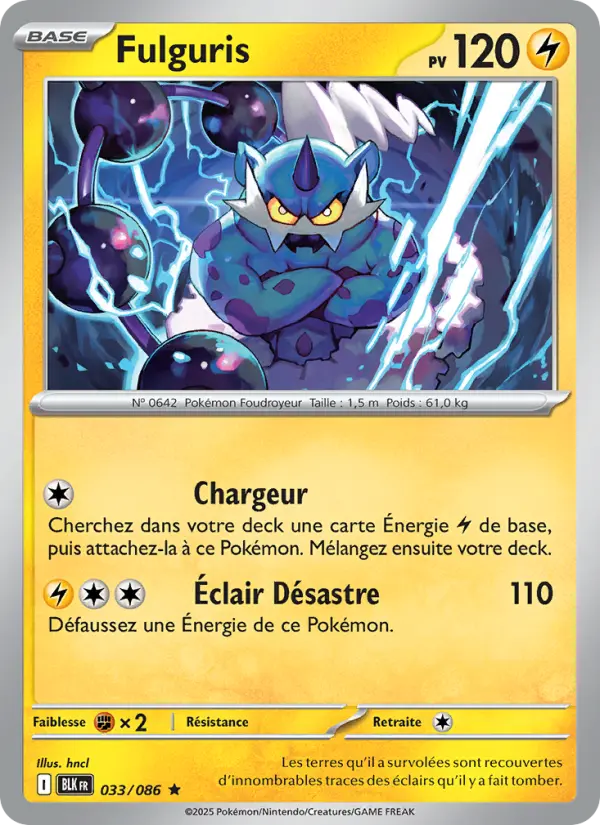 Scan HD carte Pokémon Fulguris 033/86 — Foudre Noire