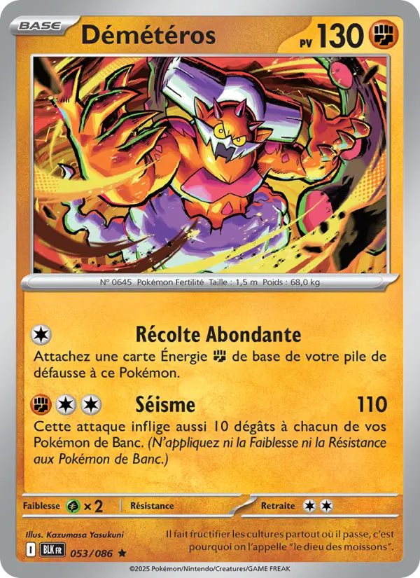 Scan HD carte Pokémon Démétéros 053/86 — Foudre Noire