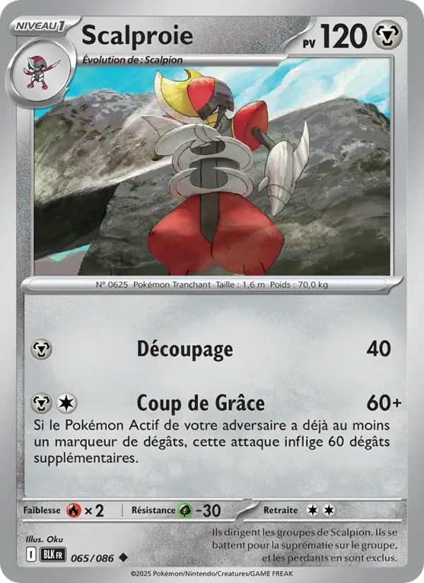 Scan HD carte Pokémon Scalproie 065/86 — Foudre Noire