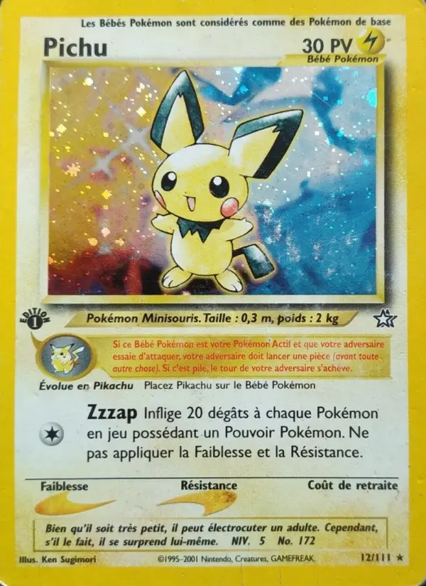 Scan HD carte Pokémon Pichu 12/111 — Neo Genesis