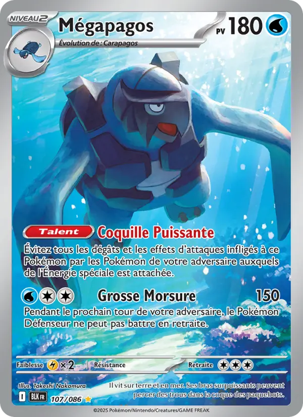 Scan HD carte Pokémon Mégapagos 107/86 — Foudre Noire