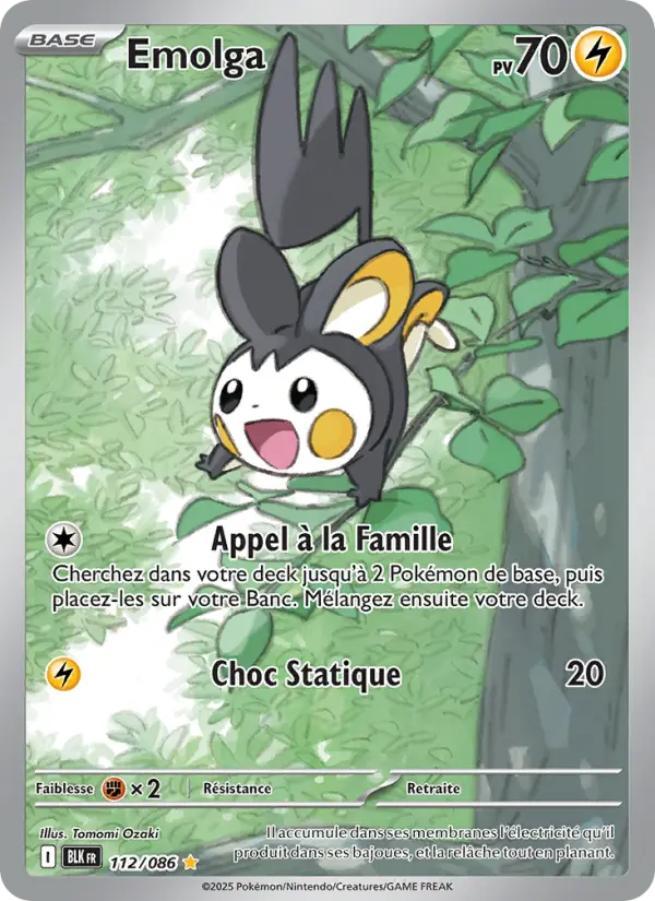 Scan HD carte Pokémon Emolga 112/86 — Foudre Noire