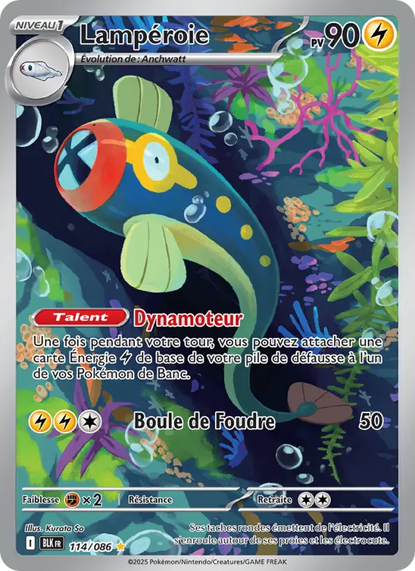 Scan HD carte Pokémon Lampéroie 114/86 — Foudre Noire