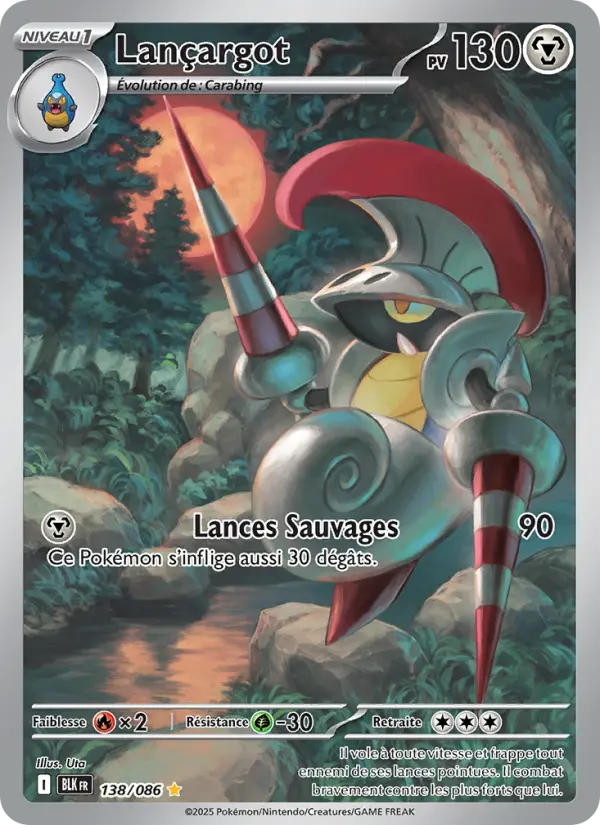 Scan HD carte Pokémon Lançargot 138/86 — Foudre Noire