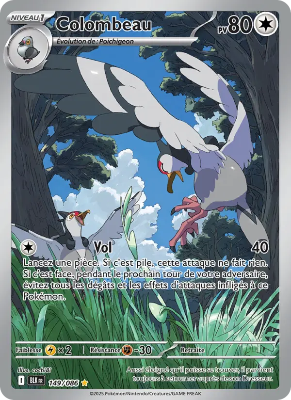 Scan HD carte Pokémon Colombeau 149/86 — Foudre Noire