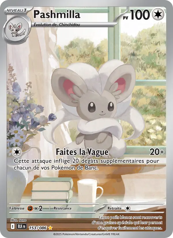 Scan HD carte Pokémon Pashmilla 153/86 — Foudre Noire