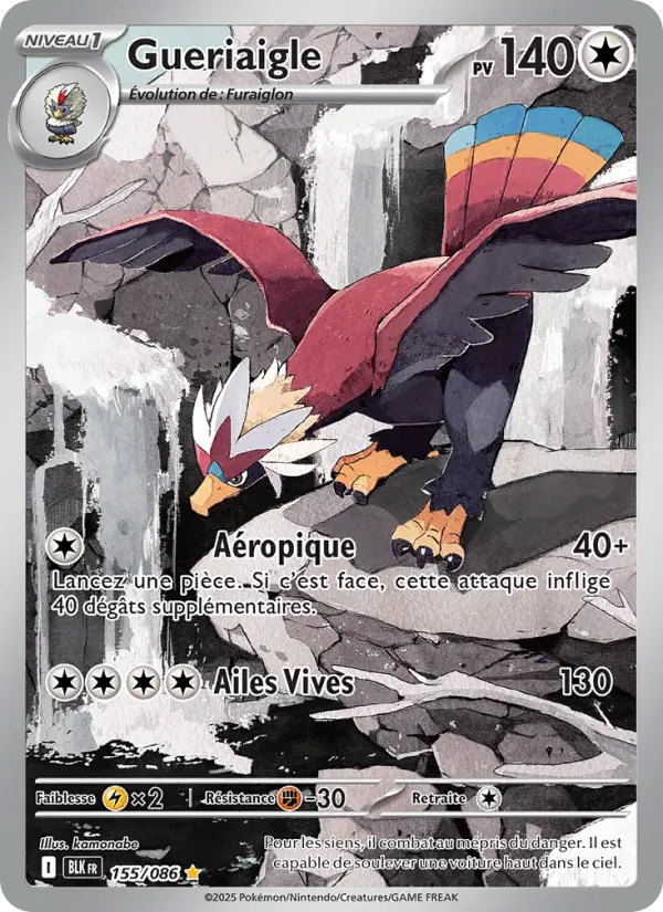 Scan HD carte Pokémon Gueriaigle 155/86 — Foudre Noire