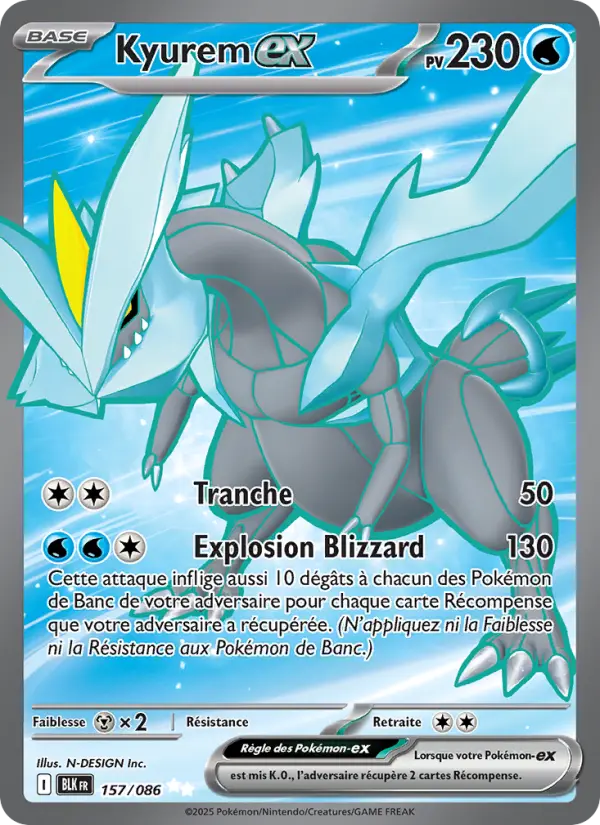 Scan HD carte Pokémon Kyurem-ex 157/86 — Foudre Noire