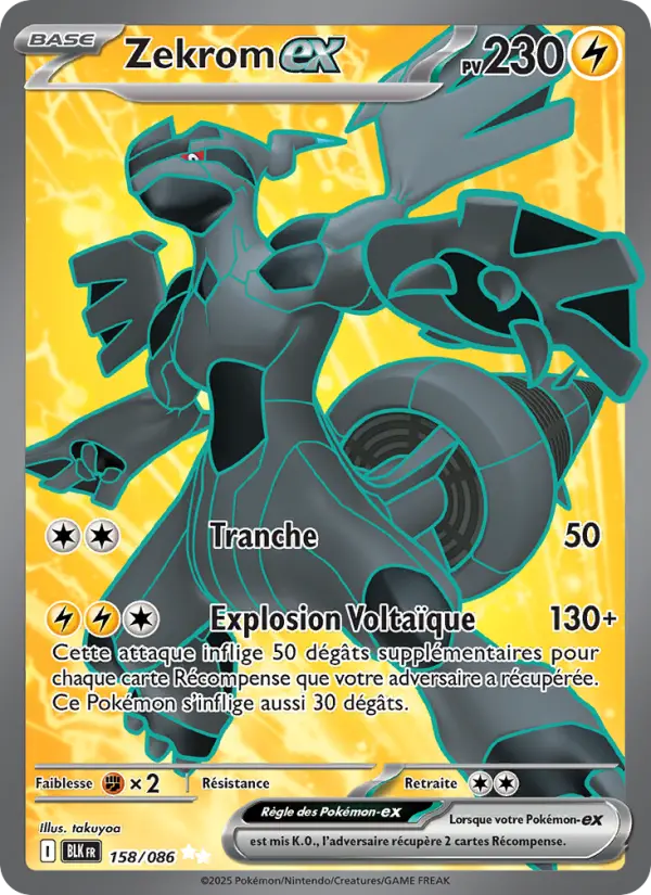 Scan HD carte Pokémon Zekrom-ex 158/86 — Foudre Noire