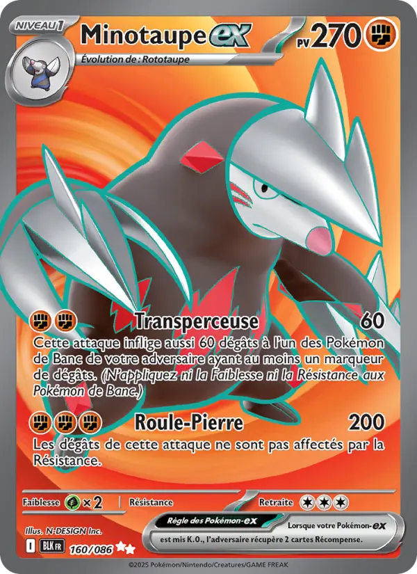 Scan HD carte Pokémon Minotaupe-ex 160/86 — Foudre Noire