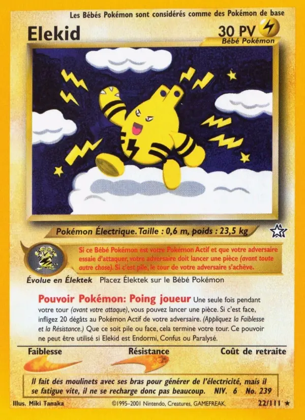 Scan HD carte Pokémon Elekid 22/111 — Neo Genesis