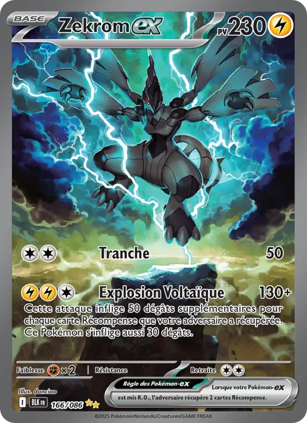 Scan HD carte Pokémon Zekrom-ex 166/86 — Foudre Noire