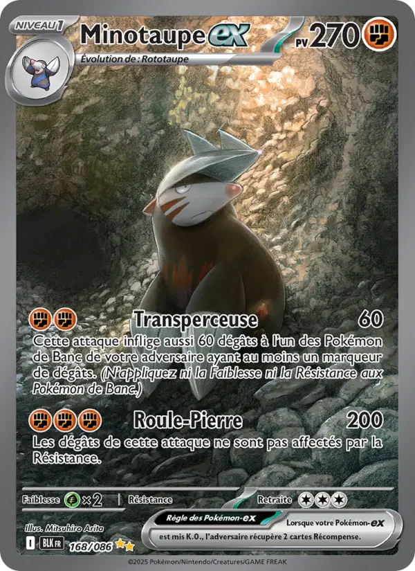 Scan HD carte Pokémon Minotaupe-ex 168/86 — Foudre Noire