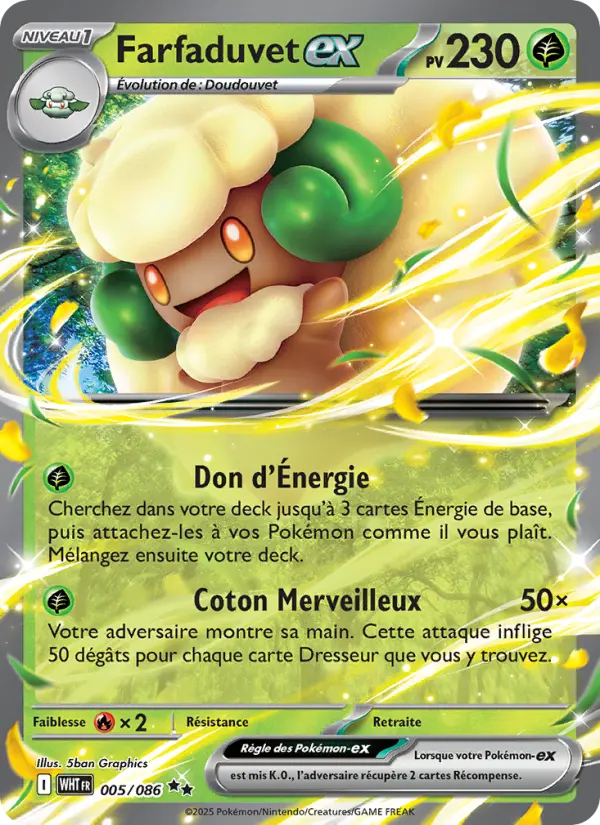 Scan HD carte Pokémon Farfaduvet-ex 005/86 — Flamme Blanche