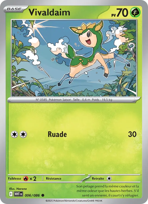 Scan HD carte Pokémon Vivaldaim 006/86 — Flamme Blanche