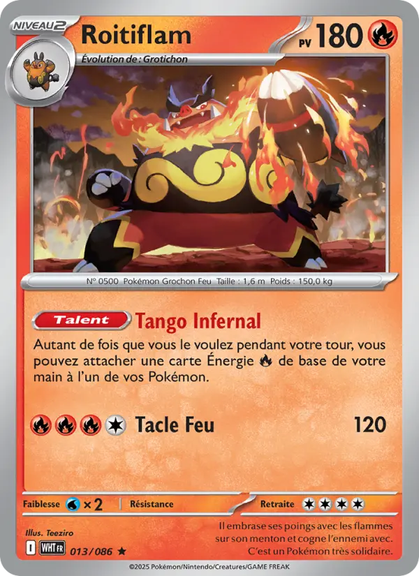 Scan HD carte Pokémon Roitiflam 013/86 — Flamme Blanche