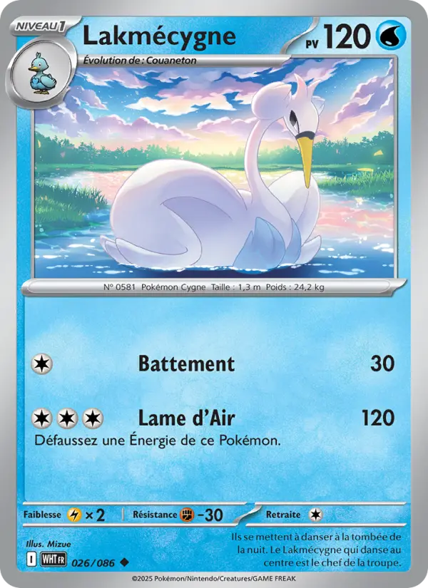 Scan HD carte Pokémon Lakmécygne 026/86 — Flamme Blanche