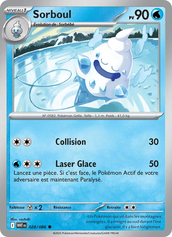 Scan HD carte Pokémon Sorboul 028/86 — Flamme Blanche