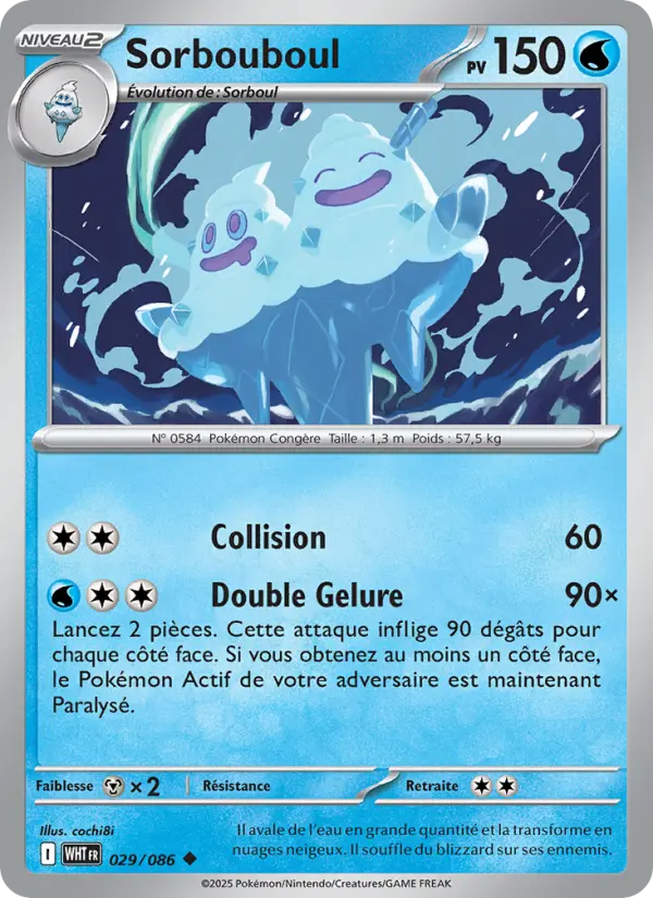 Scan HD carte Pokémon Sorbouboul 029/86 — Flamme Blanche