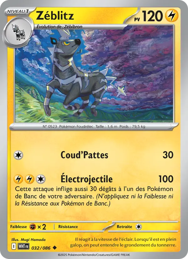 Scan HD carte Pokémon Zéblitz 032/86 — Flamme Blanche