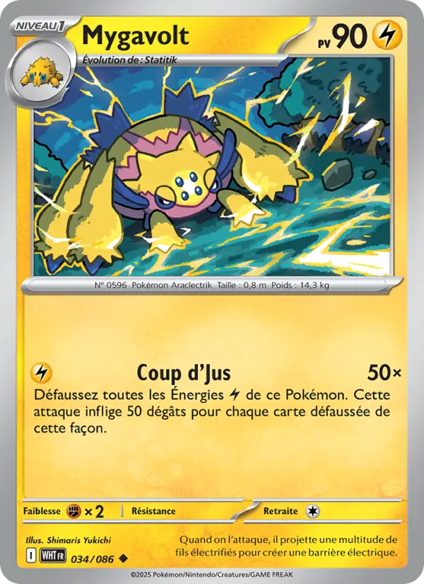 Scan HD carte Pokémon Mygavolt 034/86 — Flamme Blanche