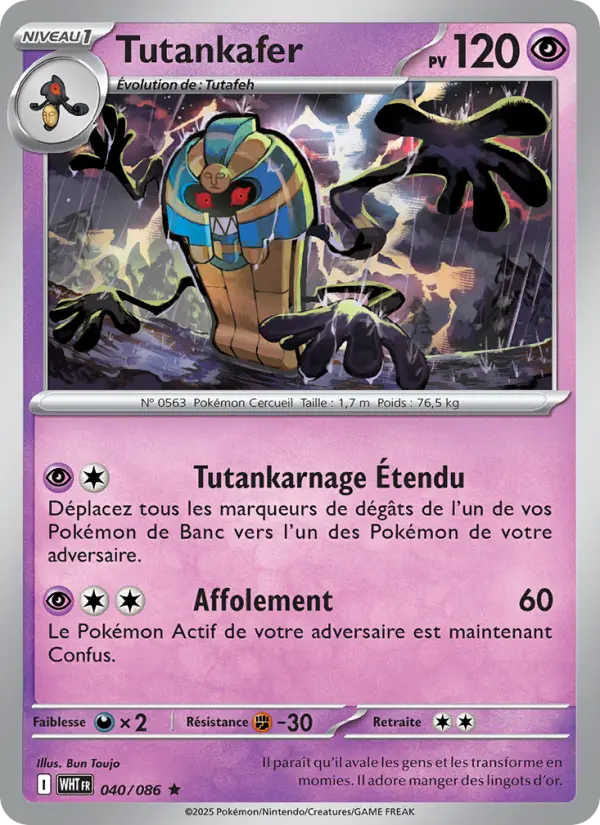 Scan HD carte Pokémon Tutankafer 040/86 — Flamme Blanche