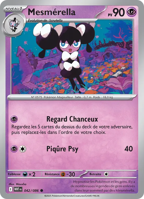 Scan HD carte Pokémon Mesmérella 042/86 — Flamme Blanche