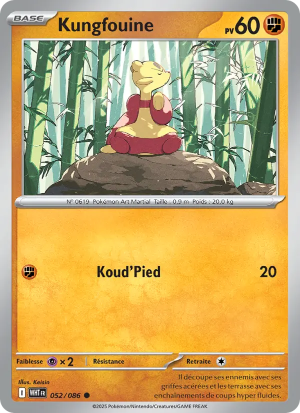 Scan HD carte Pokémon Kungfouine 052/86 — Flamme Blanche