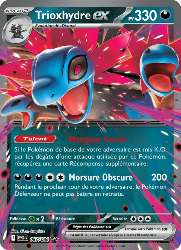 Scan HD carte Pokémon Trioxhydre-ex 067/86 — Flamme Blanche