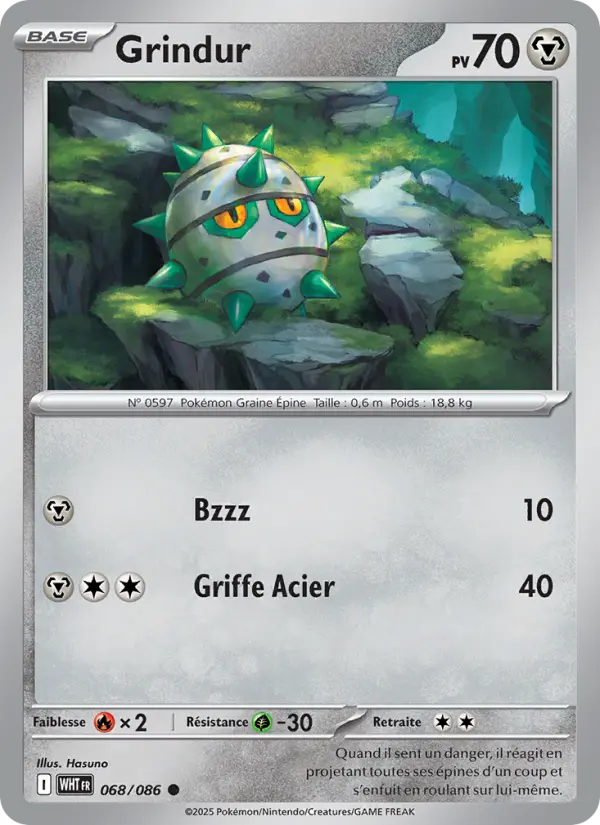 Scan HD carte Pokémon Grindur 068/86 — Flamme Blanche