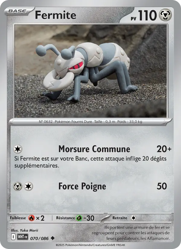 Scan HD carte Pokémon Fermite 070/86 — Flamme Blanche