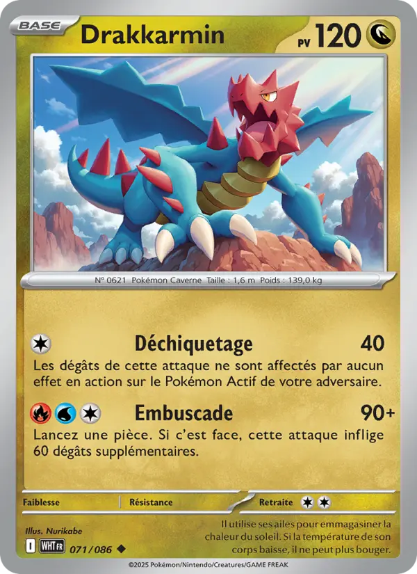 Scan HD carte Pokémon Drakkarmin 071/86 — Flamme Blanche