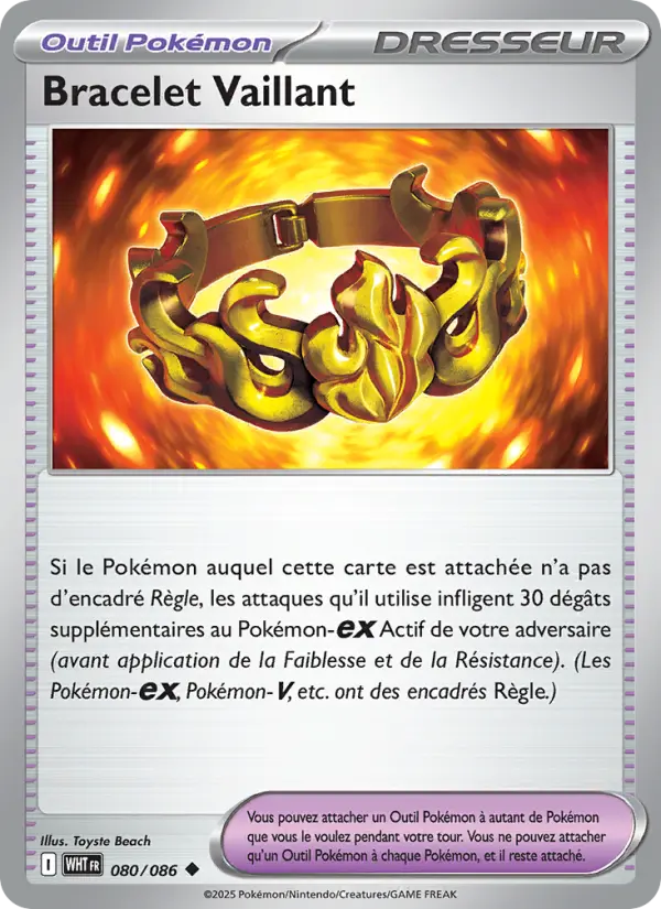 Scan HD carte Pokémon Bracelet Vaillant 080/86 — Flamme Blanche
