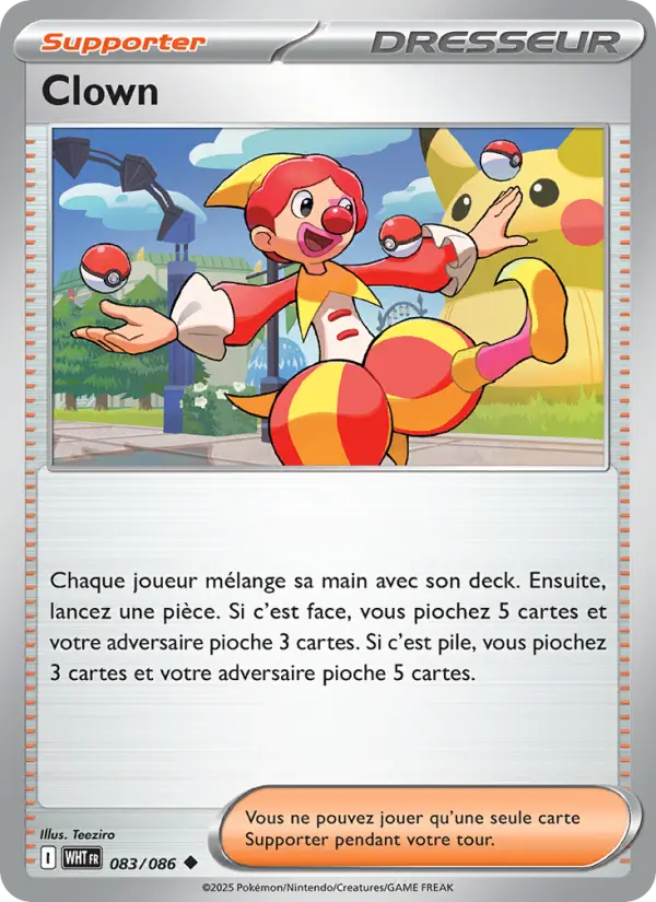 Scan HD carte Pokémon Clown 083/86 — Flamme Blanche