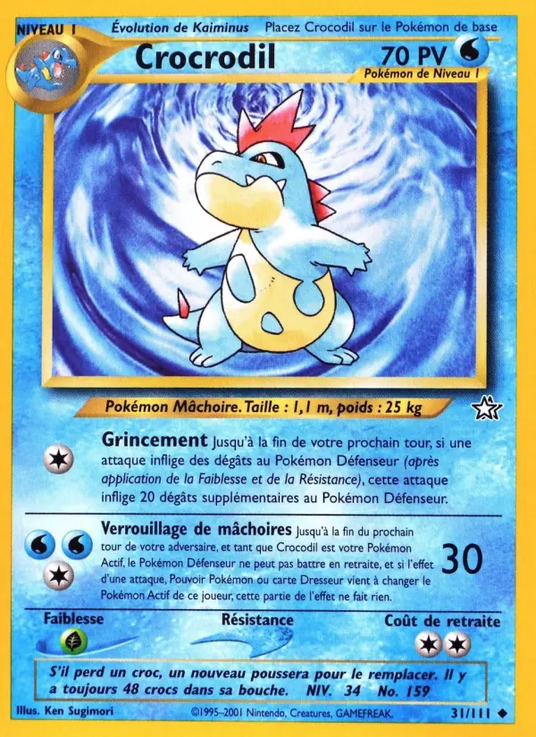 Scan HD carte Pokémon Crocrodil 31/111 — Neo Genesis