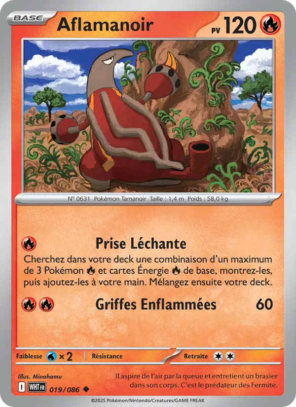 Scan HD carte Pokémon Aflamanoir 019/86 — Flamme Blanche
