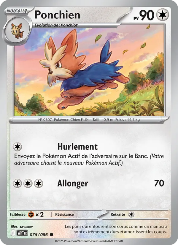 Scan HD carte Pokémon Ponchien 075/86 — Flamme Blanche