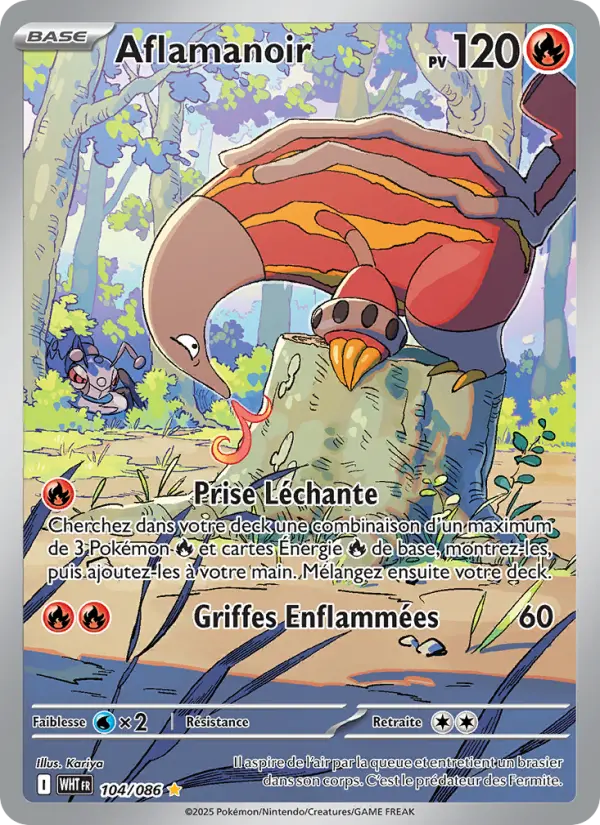 Scan HD carte Pokémon Aflamanoir 104/86 — Flamme Blanche