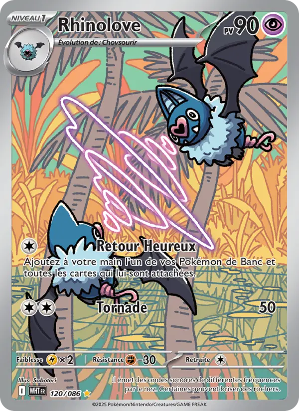 Scan HD carte Pokémon Rhinolove 120/86 — Flamme Blanche
